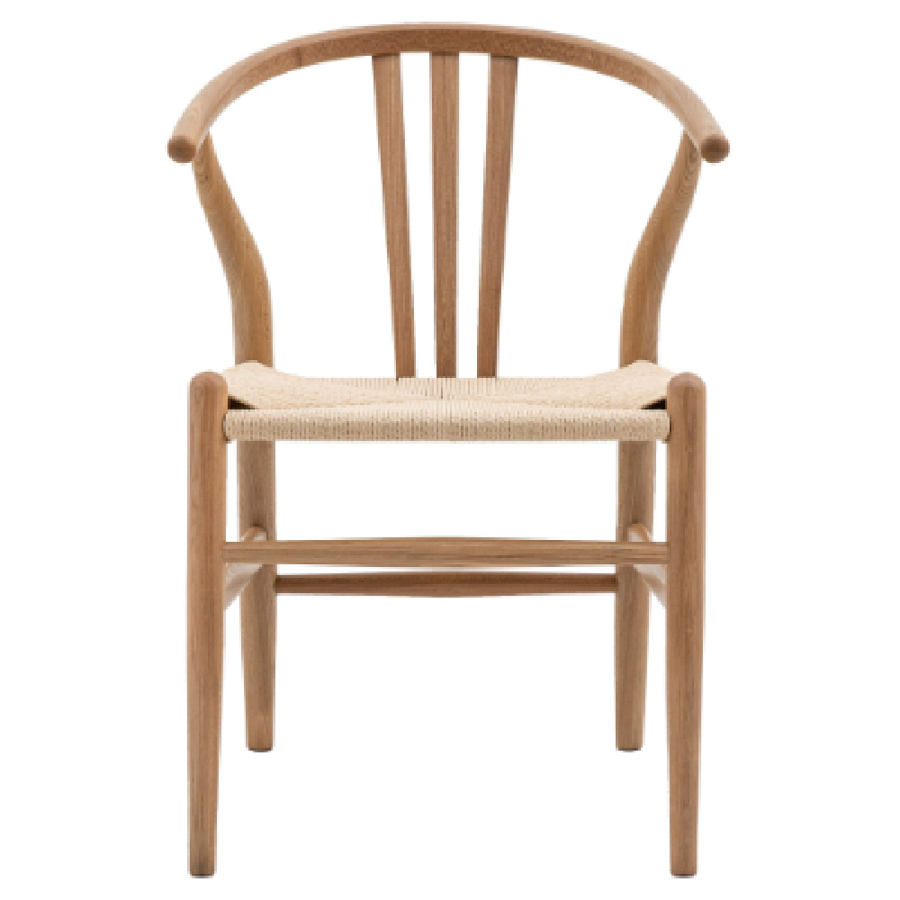 Whiten Natural Wooden Dining Chairs In Pair