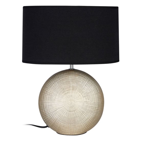 Whoopty Black Fabric Shade Table Lamp With Gold Ceramic Base