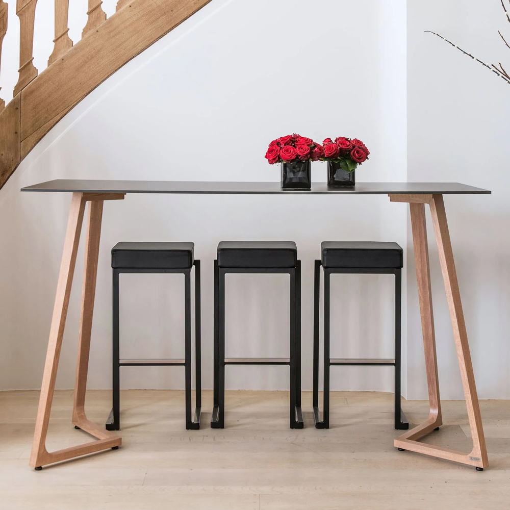 Wichita 12mm HPL Top Italian Stone Bar Table 180cm with Oak Legs