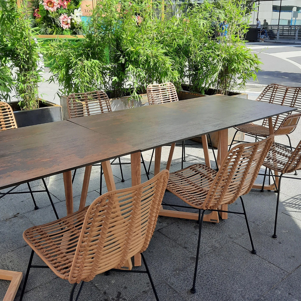 Wichita 12mm HPL Top Rust Dining Table 180cm with Oak Legs