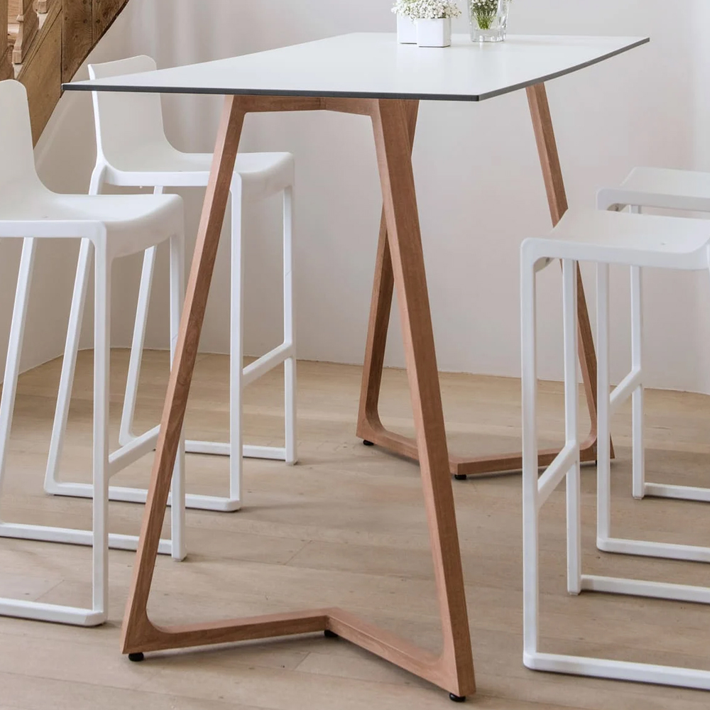 Wichita 12mm HPL Top White Bar Table 180cm with Oak Legs