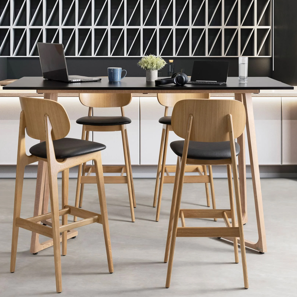 Wichita 18mm MFC Top Black Bar Table 180cm with Oak Legs