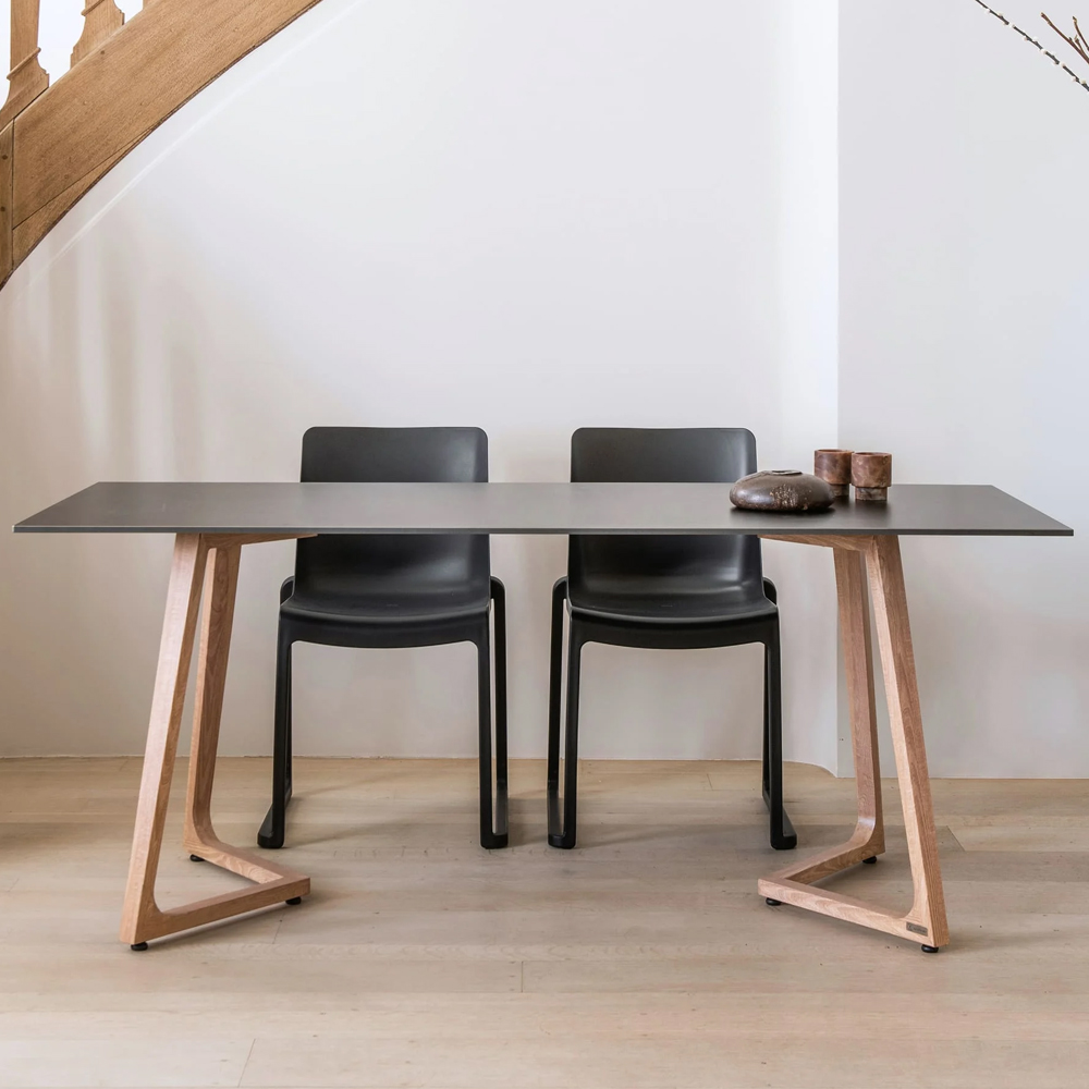 Wichita 18mm MFC Top Black Dining Table 180cm with Oak Legs