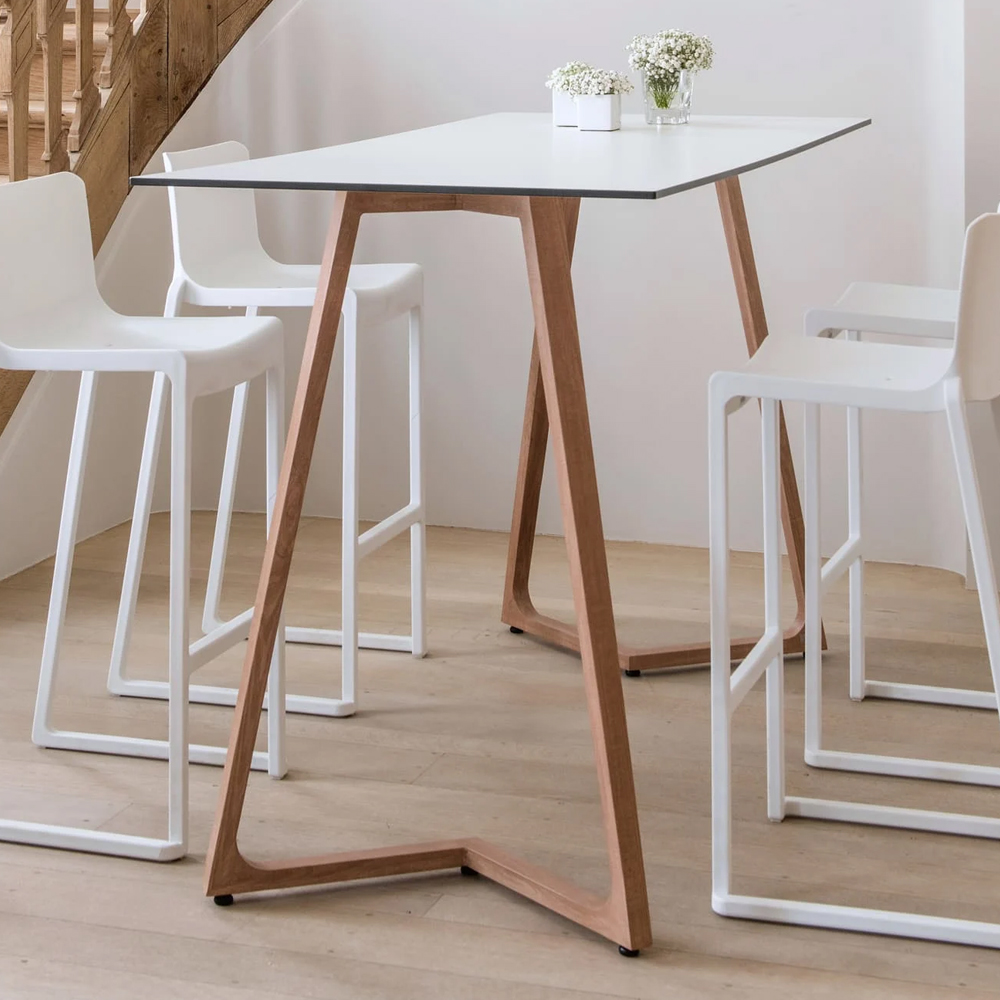 Wichita 18mm MFC Top White Bar Table 180cm with Oak Legs