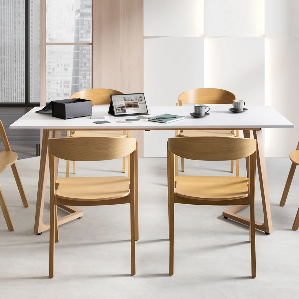 Wichita 18mm MFC Top White Dining Table 180cm with Oak Legs