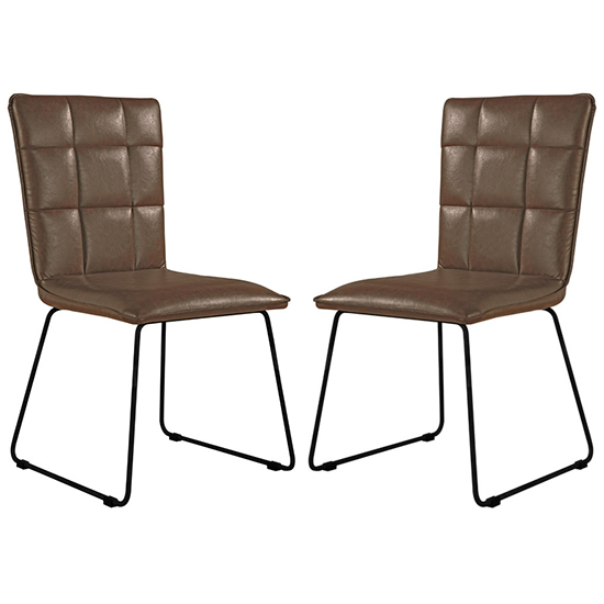 Wichita Brown Faux Leather Dining Chairs In Pair Furniture in Fashion