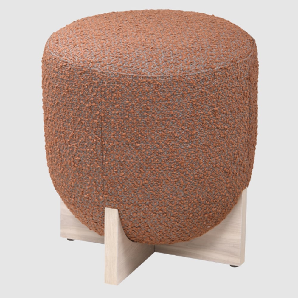 Wichita Fabric Stool With White Wash Leg Base In Burnt Orange