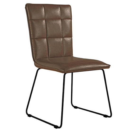 Wichita Faux Leather Dining Chair In Brown With Angled Legs FiF