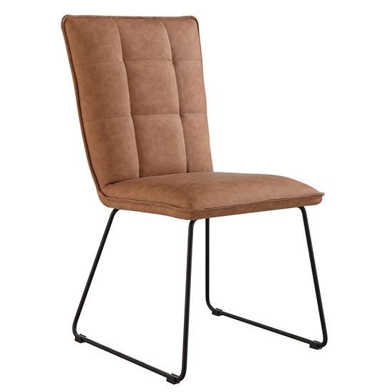 Product photograph of Wichita Faux Leather Dining Chair In Tan With Angled Legs from Furniture in Fashion