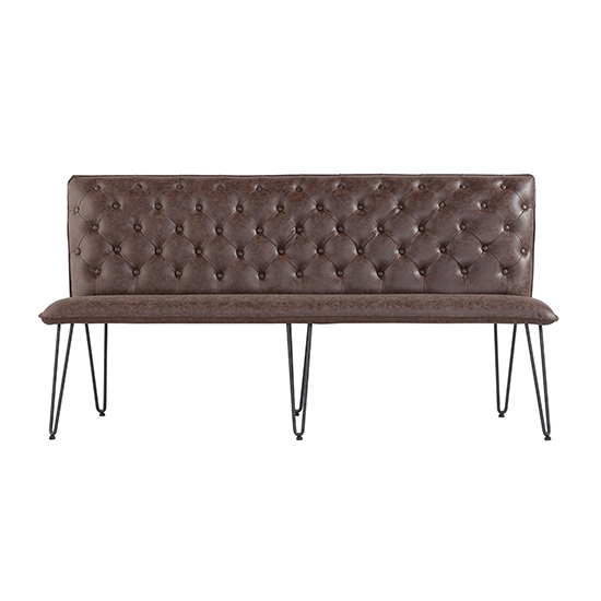 Wichita Faux Leather Large Dining Bench In Brown_2
