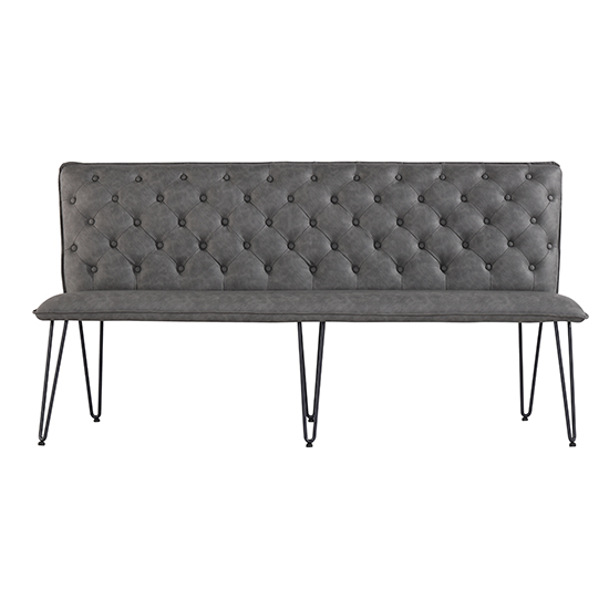 Wichita Faux Leather Large Dining Bench In Grey FiF