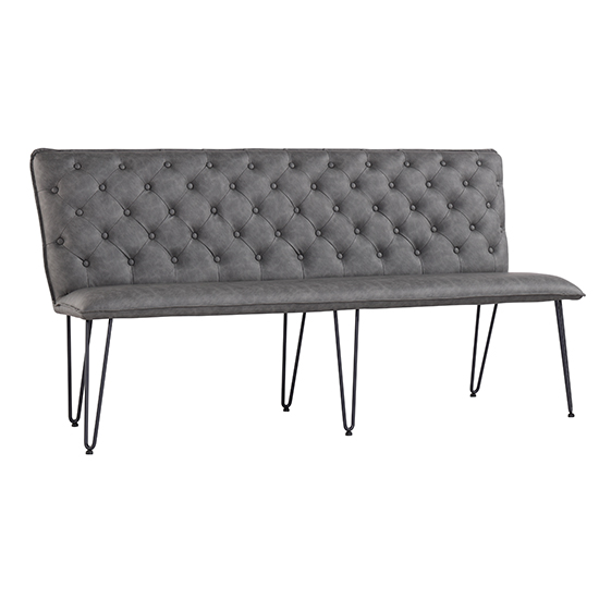 Absoluta 150cm grey faux leather dining bench with oak Browse over