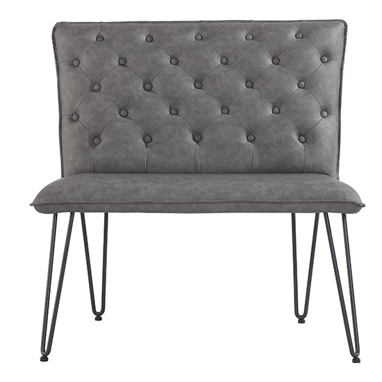 Wichita Faux Leather Small Dining Bench In Grey_2