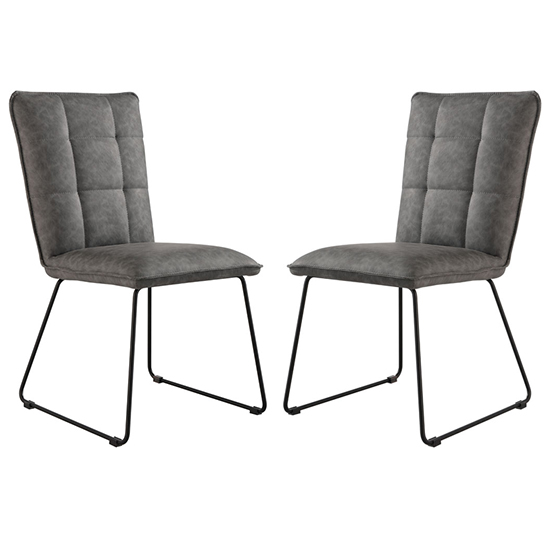 Wichita Grey Faux Leather Dining Chairs In Pair Furniture in Fashion