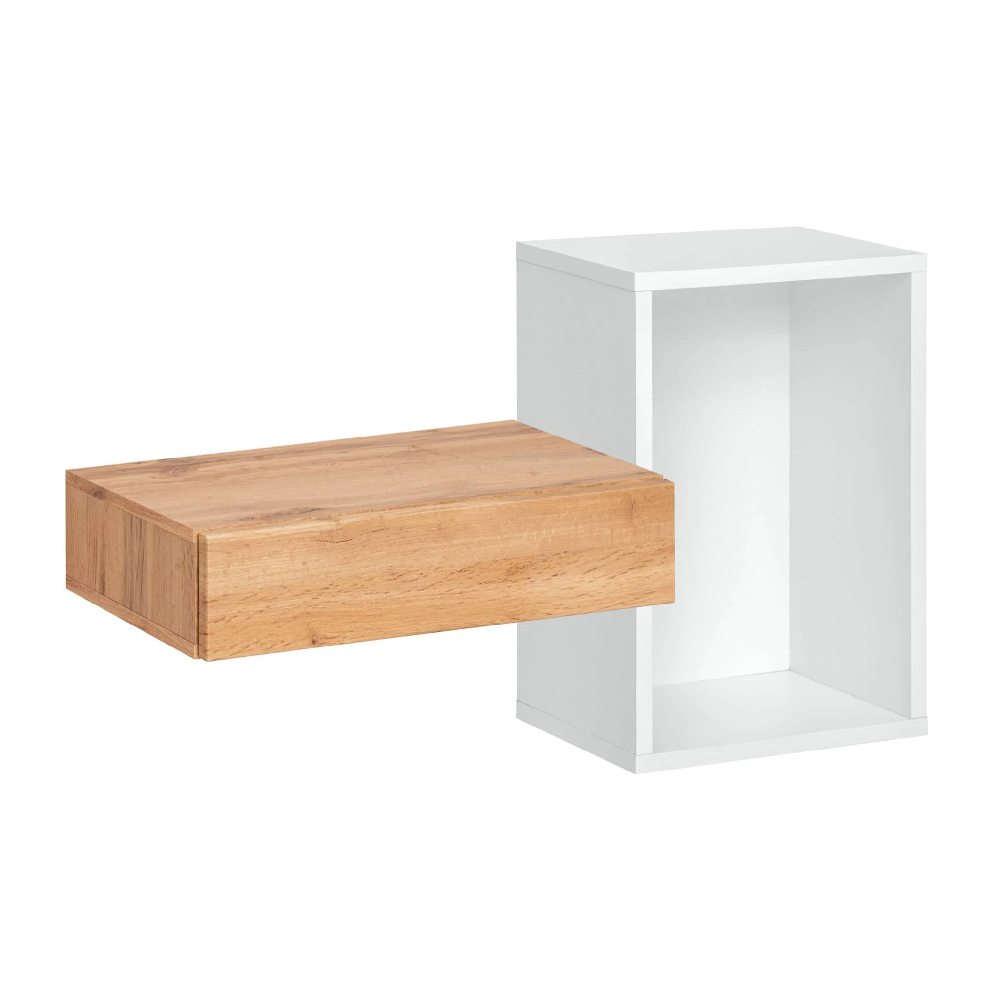 Elyria Wooden Large Wall Shelf In Wotan Oak And White