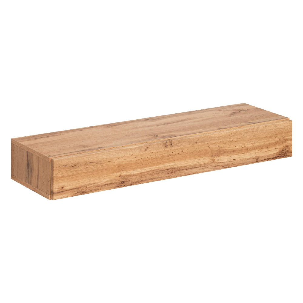 Elyria Wooden Rectangular Wall Shelf With 1 Drawer In Wotan Oak