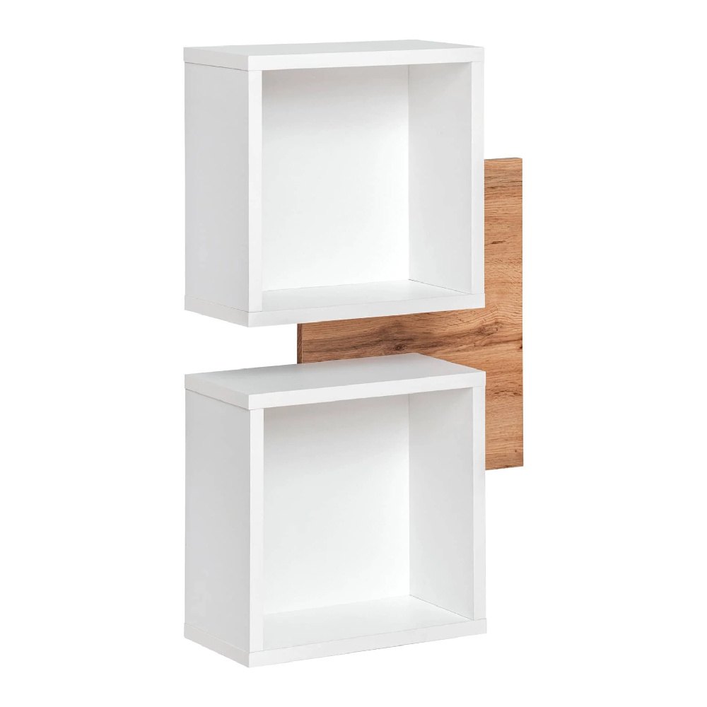 Elyria Wooden Wall Shelf With 2 Shelves In Wotan Oak And White