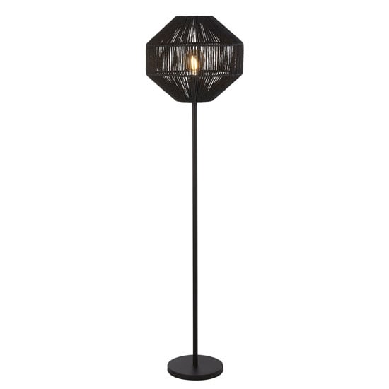 Photo of Wicker 1 bulb floor lamp in matt black