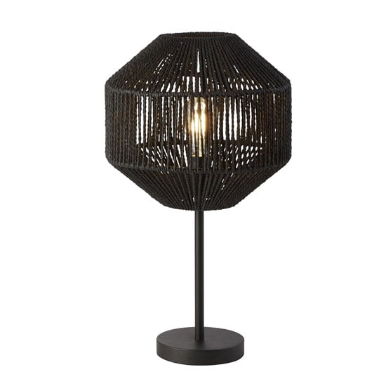 Photo of Wicker 1 bulb table lamp in matt black