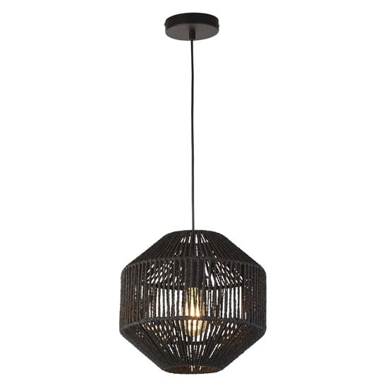 Product photograph of Wicker Wall Hung 1 Pendant Light In Matt Black from Furniture in Fashion