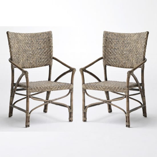 Wickers Jester Rustic Wooden Accent Chairs In Pair