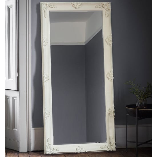 Photo of Wickford large rectangular leaner floor mirror in cream