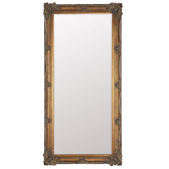 Product photograph of Wickford Large Rectangular Leaner Floor Mirror In Gold from Furniture in Fashion