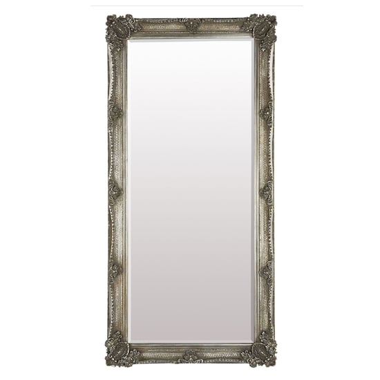 Wickford Large Rectangular Leaner Floor Mirror In Silver Furniture in