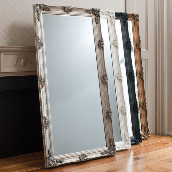 Wickford Large Rectangular Leaner Floor Mirror In Silver Furniture in