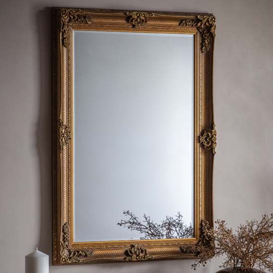 Photo of Wickford small rectangular wall mirror in gold