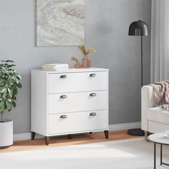 Product photograph of Widnes Wooden Chest Of 3 Drawers In White from Furniture in Fashion
