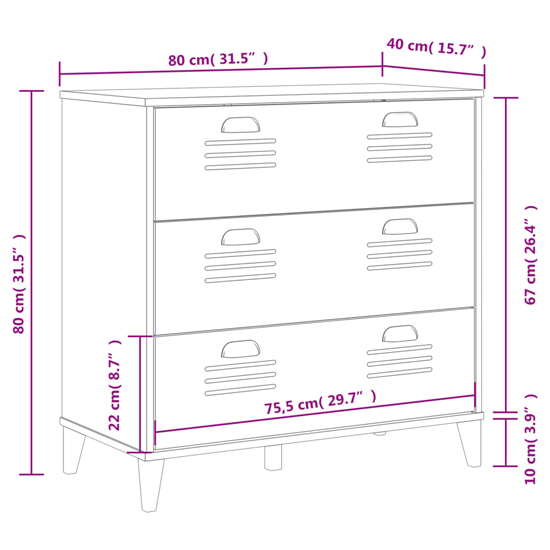Widnes Wooden Chest Of 3 Drawers In White