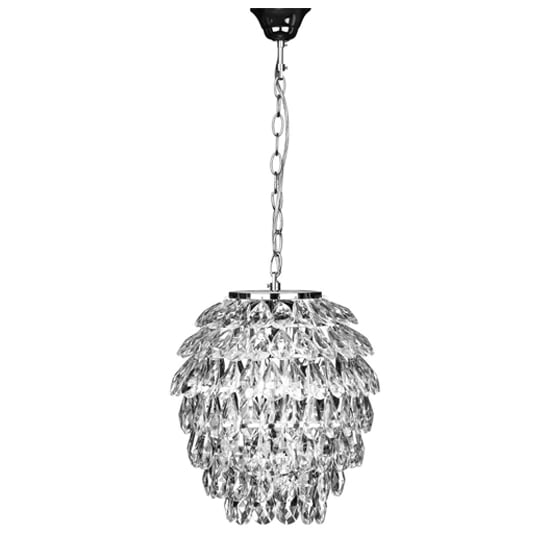 Product photograph of Wikota Crystal Fallon Ceiling Pendant Light In Chrome from Furniture in Fashion