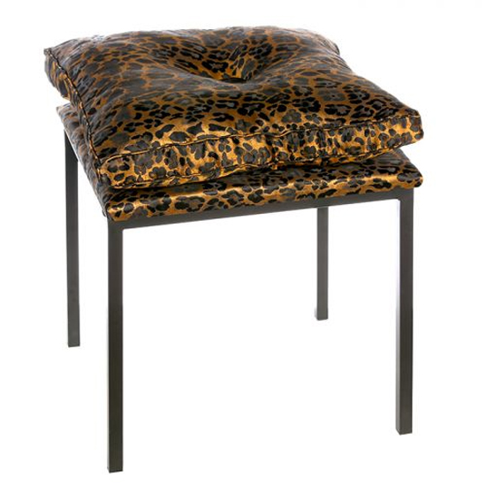 Photo of Wild velvet stool in gold leo print with black metal legs