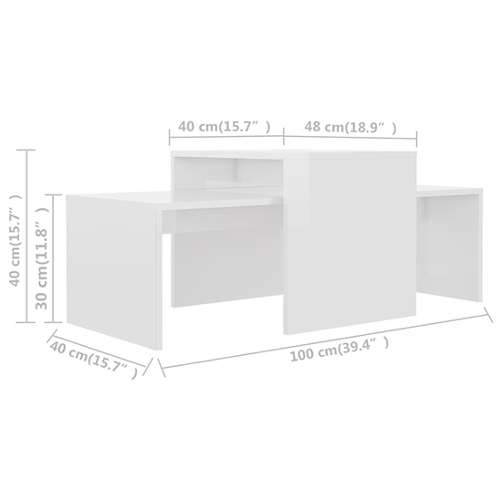 Wilde High Gloss Set Of 2 Coffee Tables In White