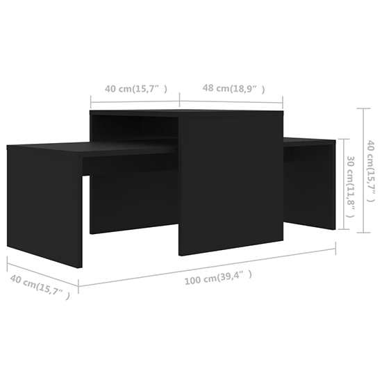 Wilde Wooden Set Of 2 Coffee Tables In Black