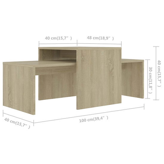 Wilde Wooden Set Of 2 Coffee Tables In Sonoma Oak