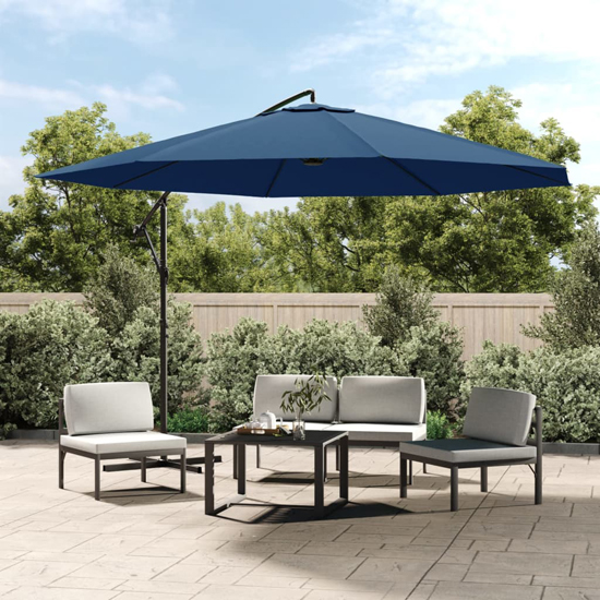 Product photograph of Wilder Cantilever 3 5m Polyester Fabric Parasol In Blue from Furniture in Fashion