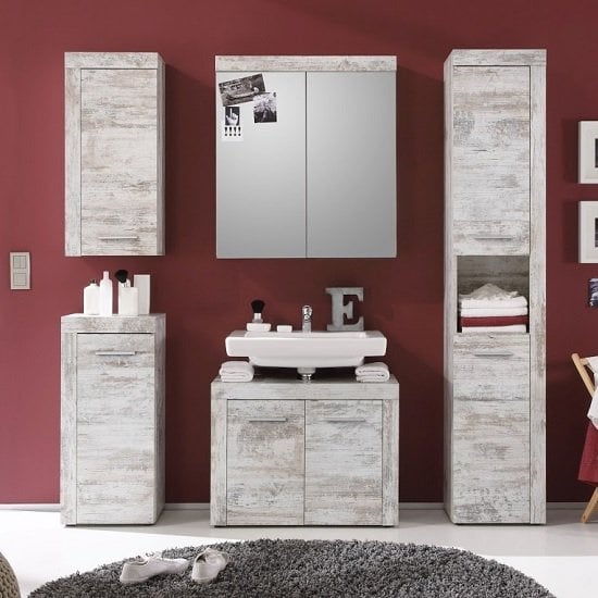 Wildon Wooden Bathroom Storage Wall Cabinet In Canyon White Pine_3