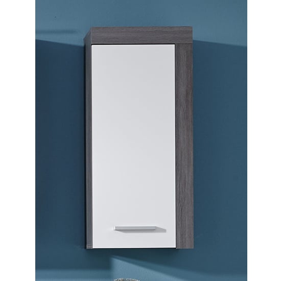 Wildon Bathroom Wall Storage Cabinet In White And Smoky Silver
