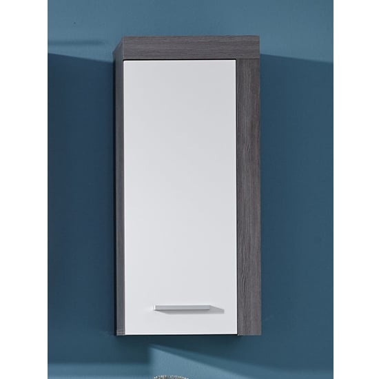 Read more about Wildon bathroom wall storage cabinet in white and smoky silver