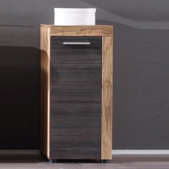 Photo of Wildon bathroom storage cabinet in walnut touch wood dark brown