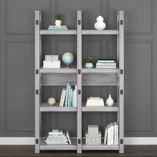 Welwyn Wooden Bookcase In Rustic White FiF