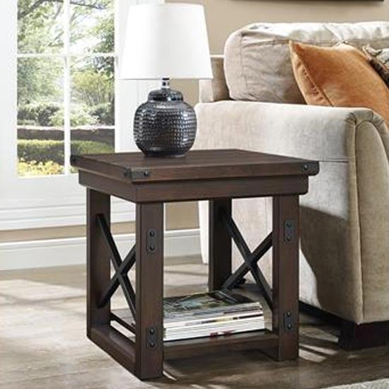 Photo of Welwyn wooden veneer end table in espresso