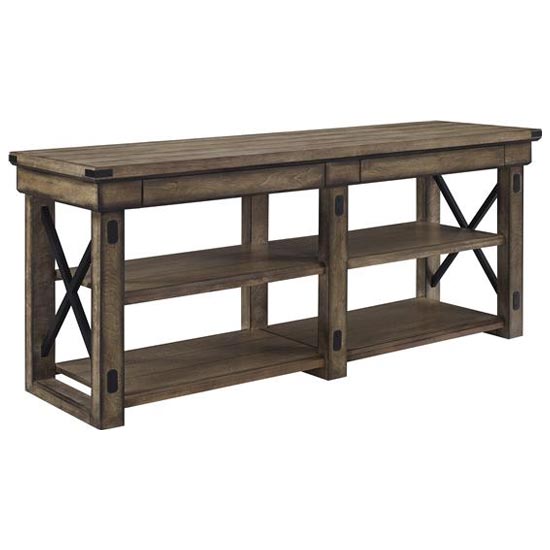 Wildwood Wooden Veneer Large TV Stand In Rustic Grey FiF