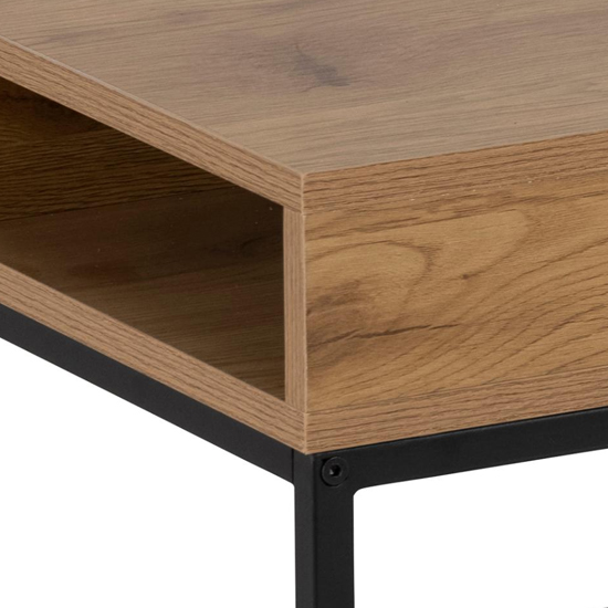 Wilf Melamine Coffee Table With Metal Frame In Wild Oak Furniture in