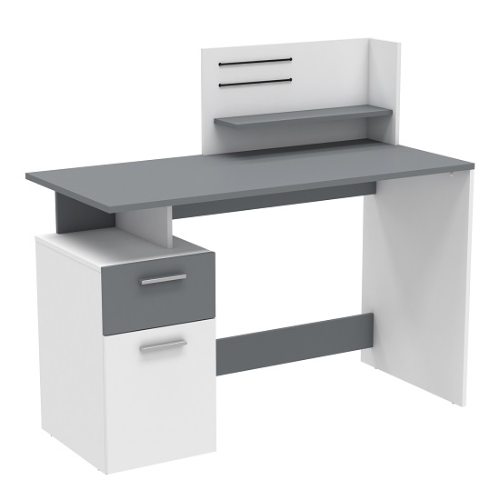 Willey Wooden Computer Desk In White And Graphite Grey Furniture in Fashion