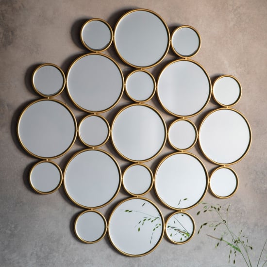 Product photograph of William Circles Wall Mirror In Gold Frame from Furniture in Fashion