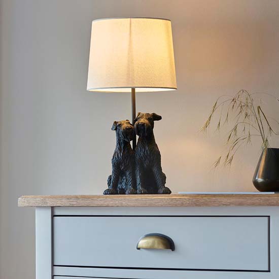 Williams Natural Fabric Shade Table Lamp With Matt Black Base
