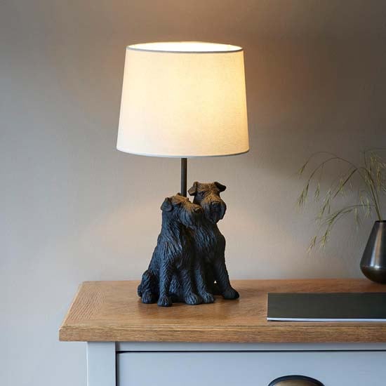 Product photograph of Williams Natural Fabric Shade Table Lamp With Matt Black Base from Furniture in Fashion